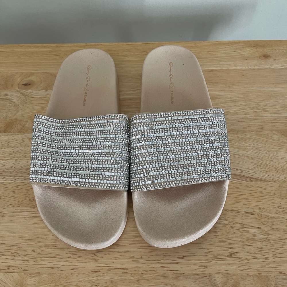 Le Chateau Cream Sandals with Sparkly Strap